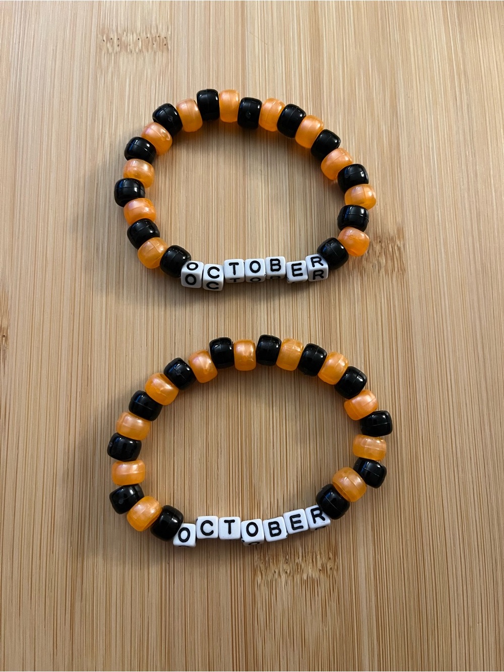 October Bead Stretch Bracelet - Orange & Black